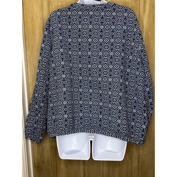 Old Navy Womens JACKET Blue Woven Aztec Print Pockets Quality 2X - Picture 2 of 6